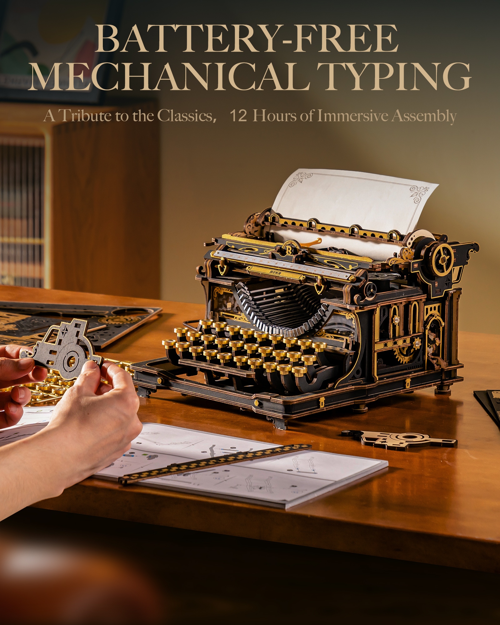 ROKR 3D Wooden Typewriter Puzz - Model Kit History 리뷰 및 가격